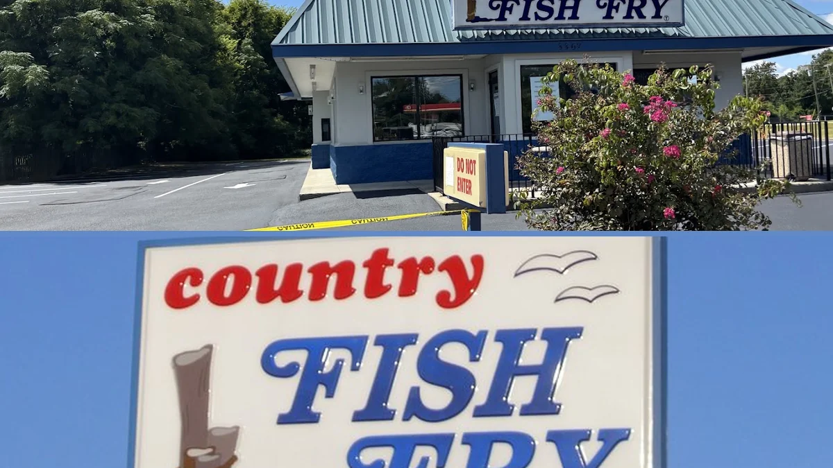 Drive-through seafood restaurant exterior with parking nearby.
